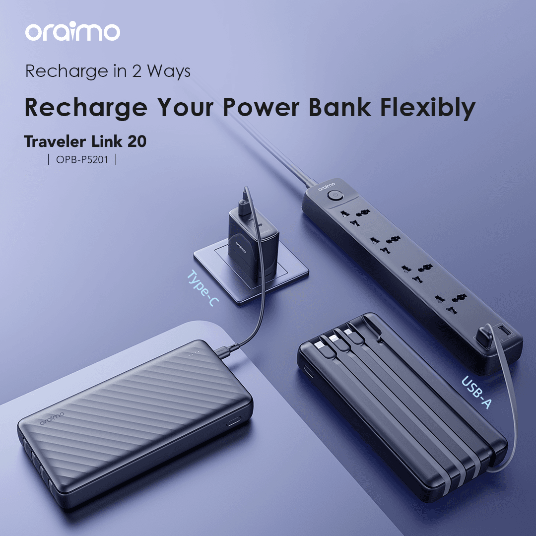 Oraimo Powerbank 20,000mAh With Cables view 3