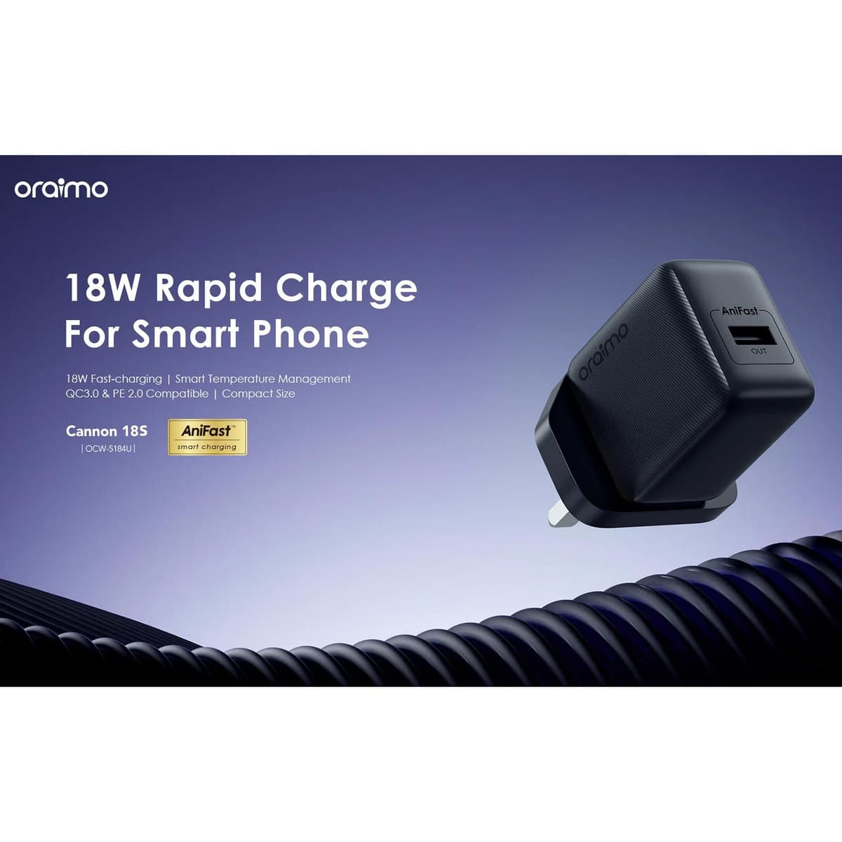 Oraimo 18W Charger ( Cannon 18S OCW-5184U) view 3